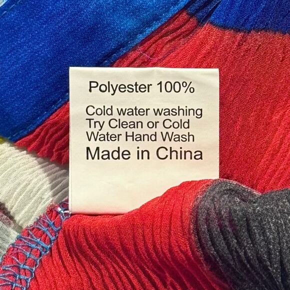 Rossi Roma Tunic Top Sheer Abstract Artsy Crinkle Statement Button Up Medium - Picture 4 of 5